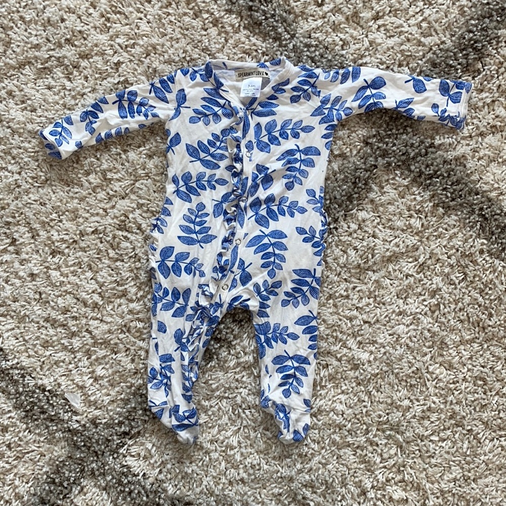3-6 month Bamboo Footie pajamas by Spearmint Love